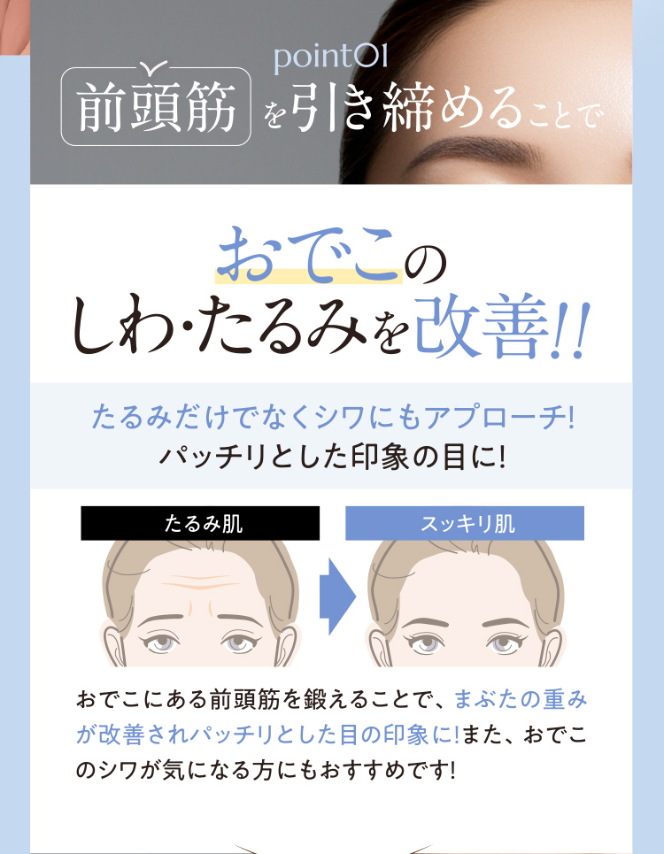 前頭筋 を引き締めることでおでこのしわ・たるみを改善！！