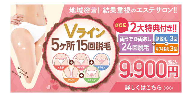 Vライン15回脱毛9,500円もご用意!