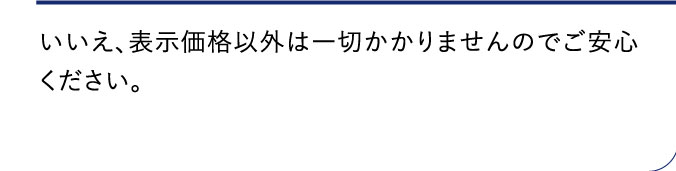 いいえ、表示価格以外は一切かかりませんのでご安心ください。