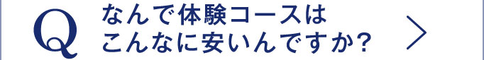 Q なんで体験コースはこんなに安いんですか？