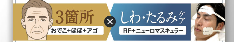 3箇所おでこ+ほほ+アゴ × しわ・たるみケア RF+ニューロマスキュラー