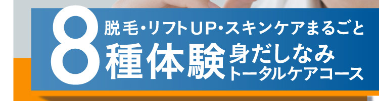 8種体験身だしなみトータルケアコース 脱毛・リフトUP・スキンケアまるごと